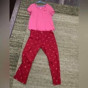 Simply basic sleepwear pajama set women medium hearts Valentine’s Day